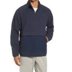 Zella NEW Open Range Half Zip Fleece Top Pullover Pockets Navy Sweater Unisex L